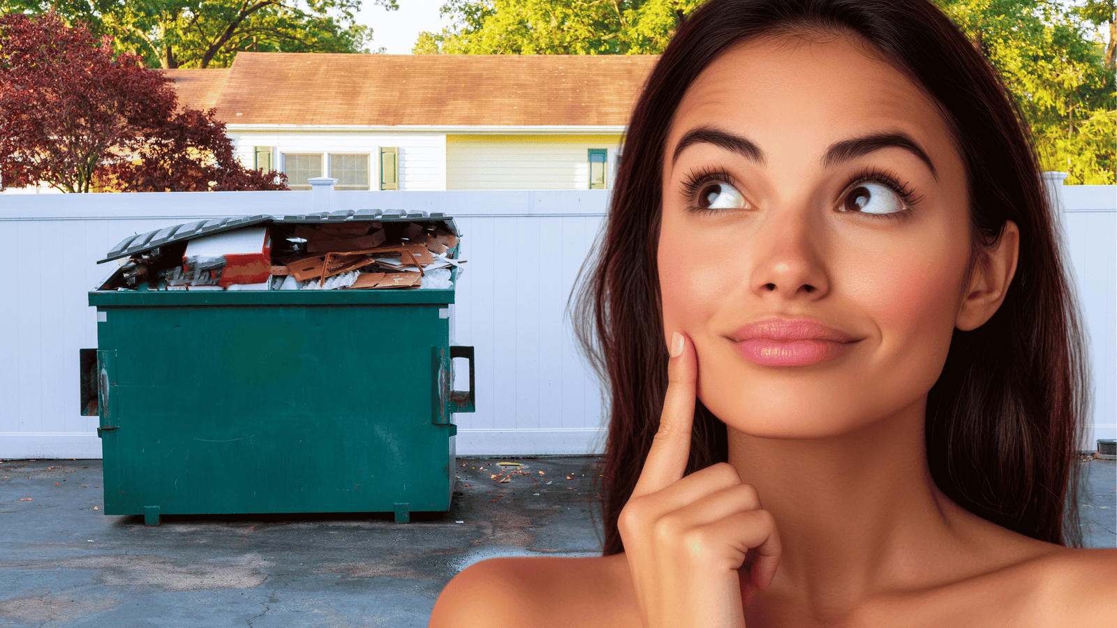 Lady who is curious about dumpster rental questions