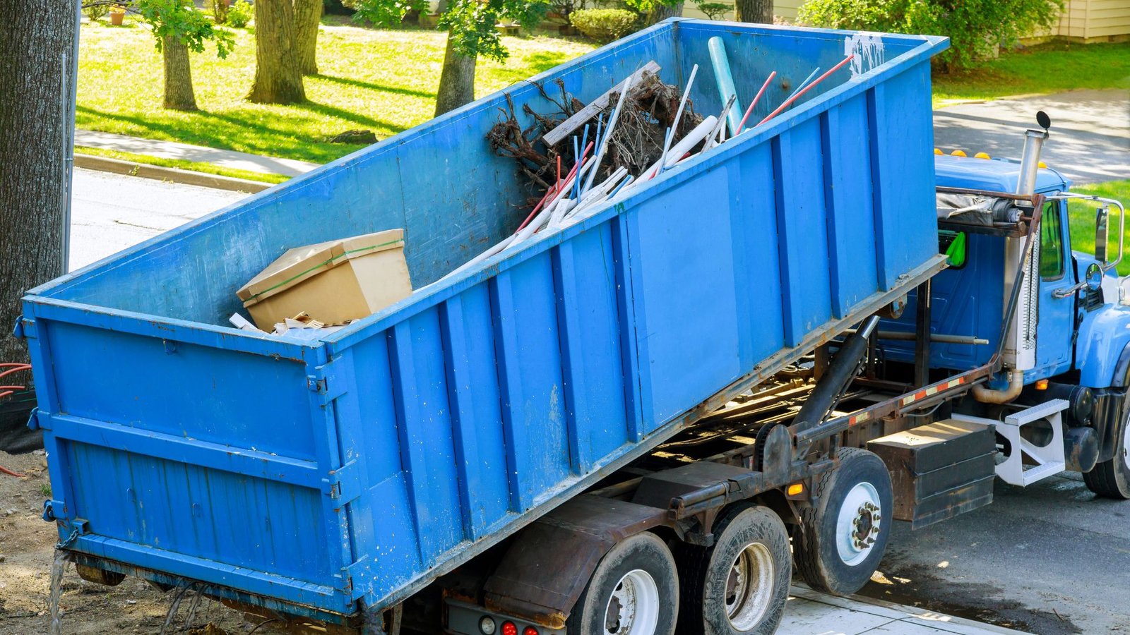 dumpster rental in driveway
